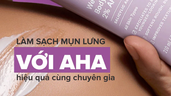 alt: Hình ảnh minh họa về quy trình làm sạch mụn lưng bằng AHA