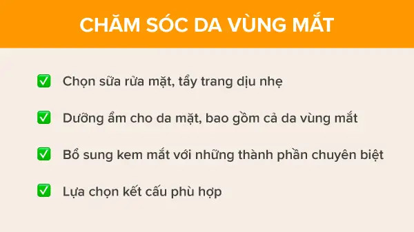 alt text: Cần tuân thủ các nguyên tắc chăm sóc da vùng mắt để tránh bị khô, rát.