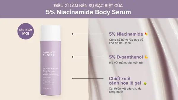 alt text: Tinh chất làm sáng và phục hồi da cơ thể chứa 5% Niacinamide & 5% D-Panthenol