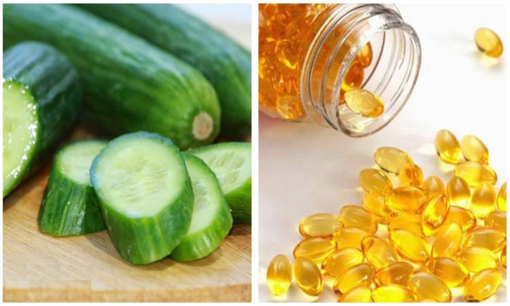 Mặt nạ dưa chuột và vitamin E làm trắng da